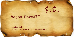 Vajna Dezső névjegykártya